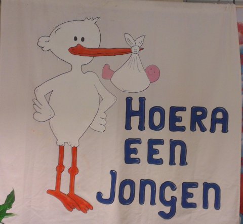 Ooievaar spandoek jongen foto